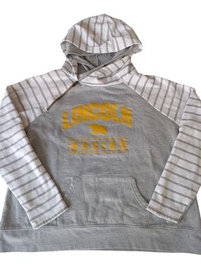 Enza Lincoln Bruins Gray And Striped Hoodie Size XXL